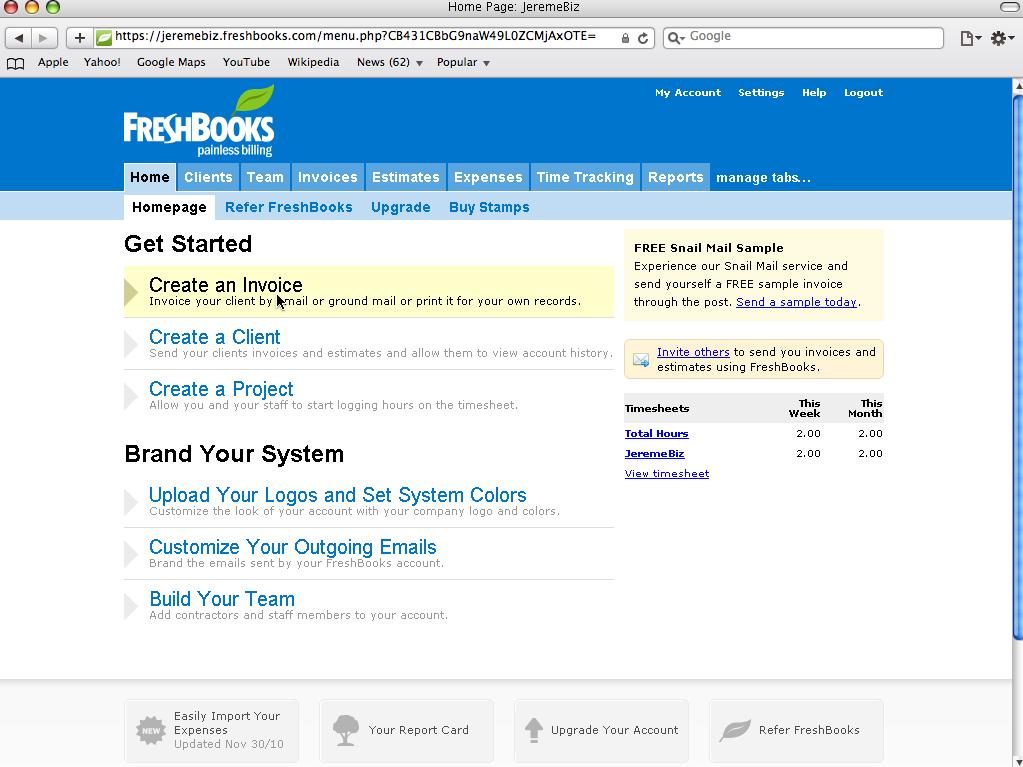 e.g. Accessing Freshbooks From A Web Browser (www.freshbooks.com)