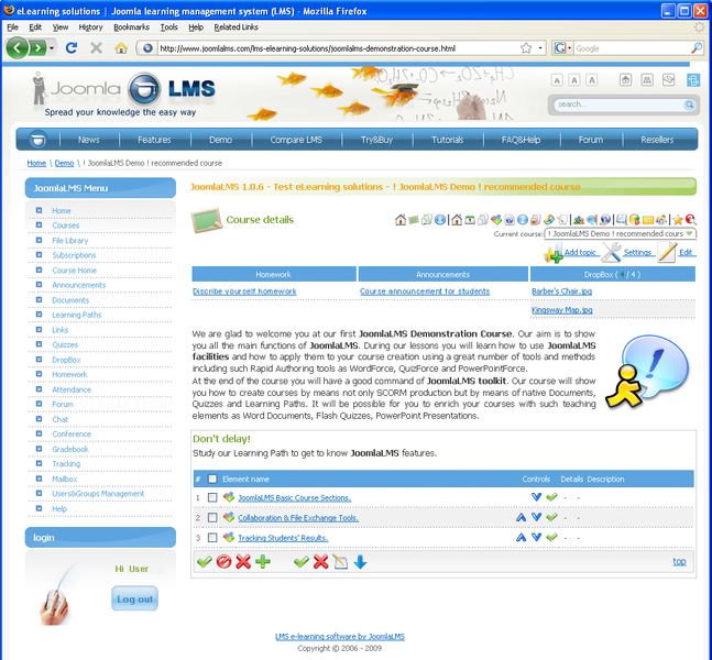 JoomlaLMS screenshot