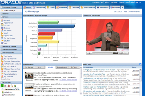 Oracle CRM On Demand screenshot