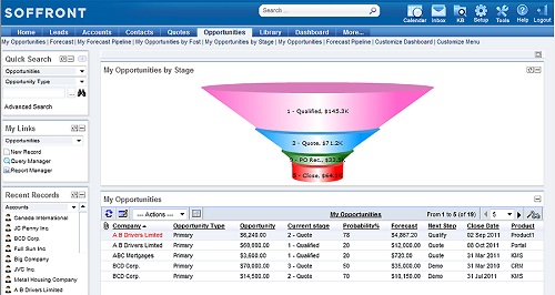 Soffront CRM screenshot