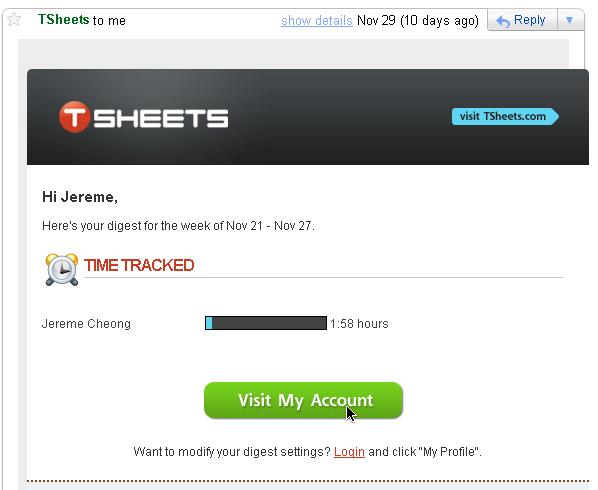 e.g. Weekly Reminder Emails from TSheets Timesheet (www.tsheets.com)